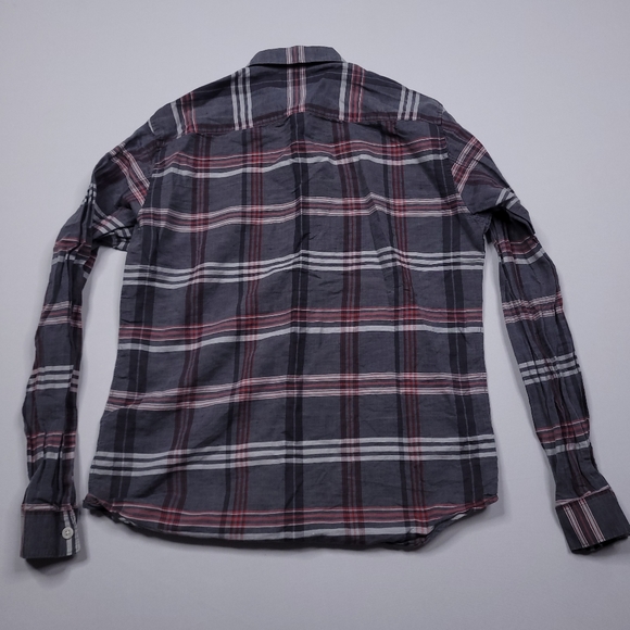 Theory Rammy Mantra Linen-Cotton Shirt Button Up Preppy Designer Plaid Small - Picture 4 of 9